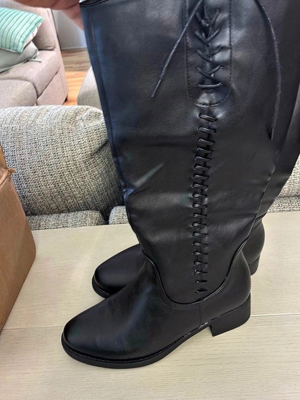 Guess Black Lace-Up Over-the-Knee Boots US 7.5